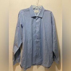 Ted Baker Endurance Dress Shirt Slim Fit Button Up Mens L/S Blue 17.5 Preppy